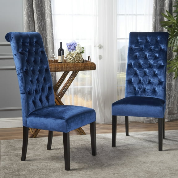 George High Back Dining Chairs Set Of 2 With Tufted Design And Solid Birch Frame For Comfortable Seating In Dining Room Or Living Space