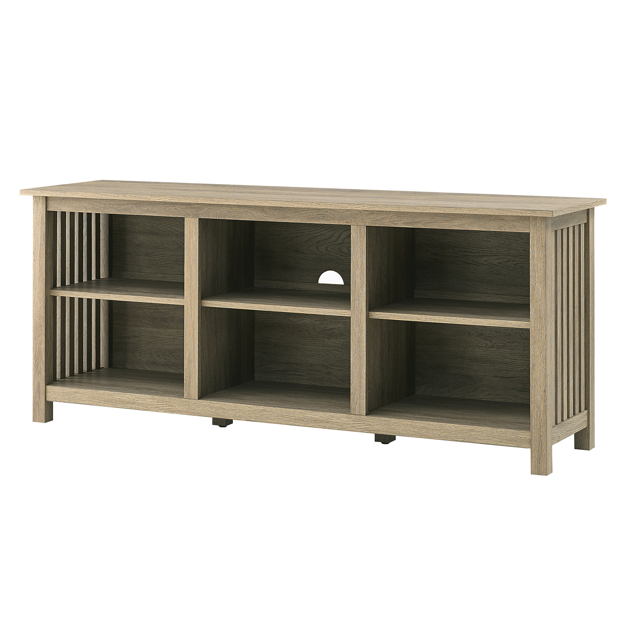 Walker Edison Mission Slatted Side TV Stand for TVs up to 65”, Driftwood