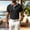 Black, variant on Men's Contrast Collar Golf Shirt, Textured Fabric with Color-Block Trim, Short Sleeve Golf & Casual Top Navy S