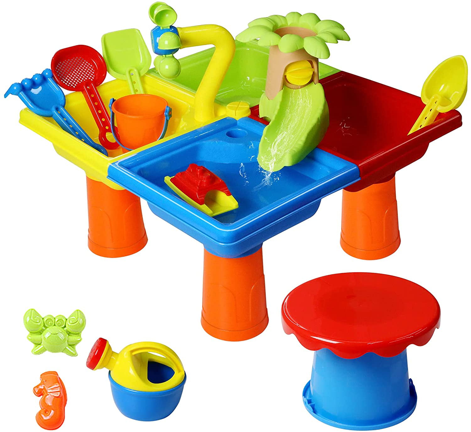 Water Sand Table Molds Beach Tool Kit Beach Toys Sand Toys Set Kids Sand Pit Set Beach Table Play House Toy Tools for Kids Boys and Girls 