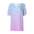thumbnail image 5 of Aobny Tops Women Purple Gradient Cooling T-Shirt V-Neck Elbow-Length Summer Going Out Tops, 5 of 7