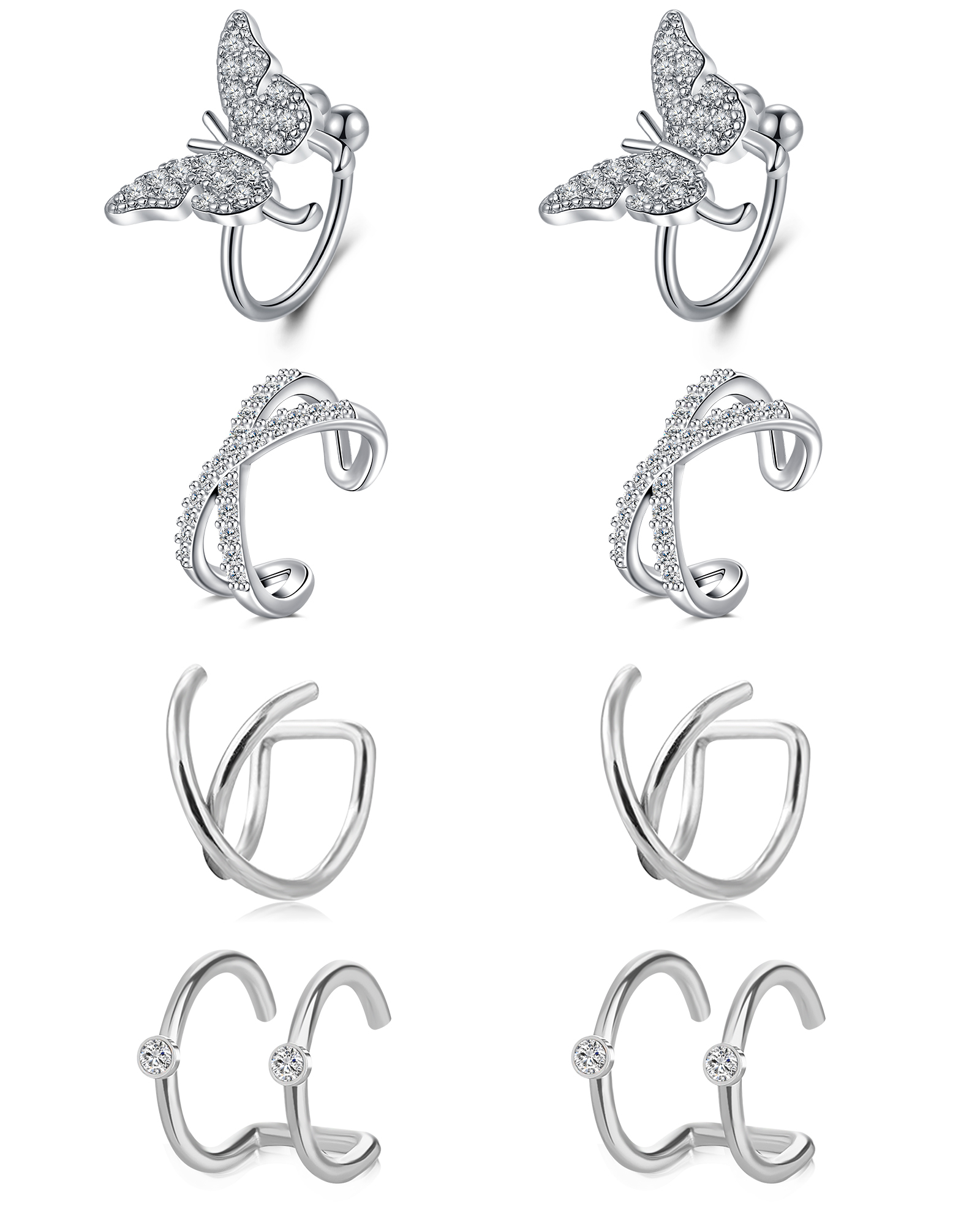 Briana Williams 16 Pcs Ear Cuff Clip on Earrings Non Piercing Fake Earrings Set