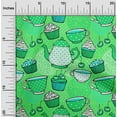thumbnail image 2 of oneOone Cotton Jersey Light Green Fabric Tea Party Kettle Sewing Fabric By The Yard Printed Diy Clothing Sewing Supplies 58 Inch Wide, 2 of 6