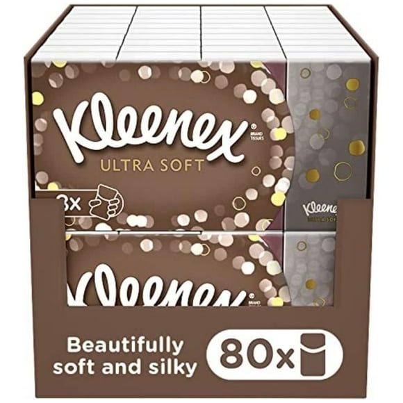 Kleenex Ultra Soft Facial Tissues in Handy Pocket Packs - Our Softest Tissue - Supremely Soft And Silky Tissues Designed With Luxury In Mind - 80 Travel Pocket Packs