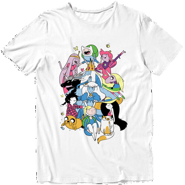 Adventure Time Group Characters Adult Unisex Short Sleeve T-Shirt (White, S-XXL)
