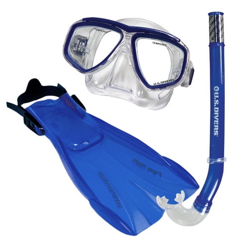 S U Divers Snorkel Set Blue Snorkel & Mask Youth Standard Splash Guard NEW 