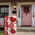 thumbnail image 2 of Rdsfhsp Welcome Valentines Day Romantic Love Hearts Linen Garden Flag 12x18 inch Double Sided for Holiday Decoration, 2 of 5