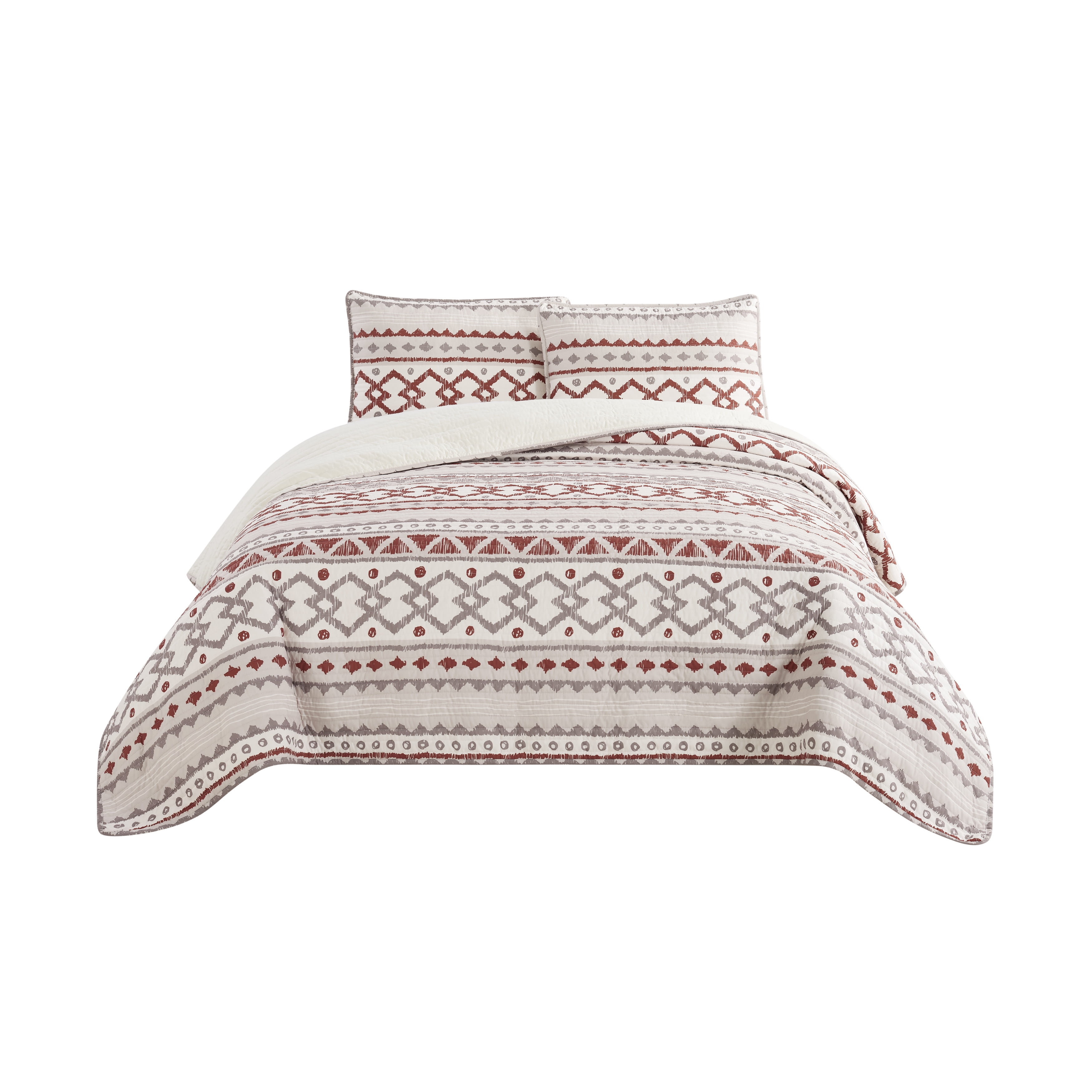 Bedding 3-piece Quilt Set, Natural/Rust, Queen, Adair by French Connection
