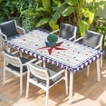 thumbnail image 2 of Independence Day Table Cloths for 4 Foot Rectangle Tables, American Flag Star Wooden Buffalo Check Patio Waterproof Elastic Fitted Tablecloths, Washable Rectangular Table Cover for Camping, 2 of 8