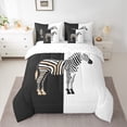 thumbnail image 2 of Homewish Boys Girls Animal Zebra Twin Bedding Sets 7-Piece,Abstract Geometric Stripes Bedding Comforter Set Microfiber,Jungle Wildlife Breathable Sheet Sets,Lightweight Room Decor,Reversible, 2 of 8