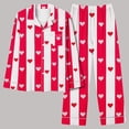 thumbnail image 6 of Wyongtao Pajama Set for Women Long Sleeve Button Up Shirt and Pajama Pants Soft Hearts Striped Print Pjs Lounge Sets,Red XXL, 6 of 6