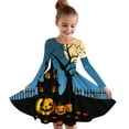 thumbnail image 1 of Robe Fille Manches Longues Col Rond 4-14 Ans Enfants et Filles Robe Princesse Imprimée Halloween Manches Longues Col Rond Multicolore 140, 1 of 4