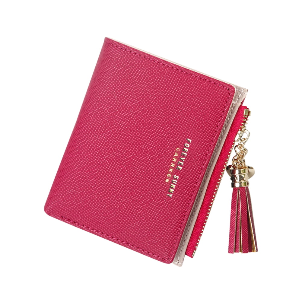 Tassel Women Wallet Small Cute Wallet Women Short Leather Women Wallets Zipper Purses 0082 red