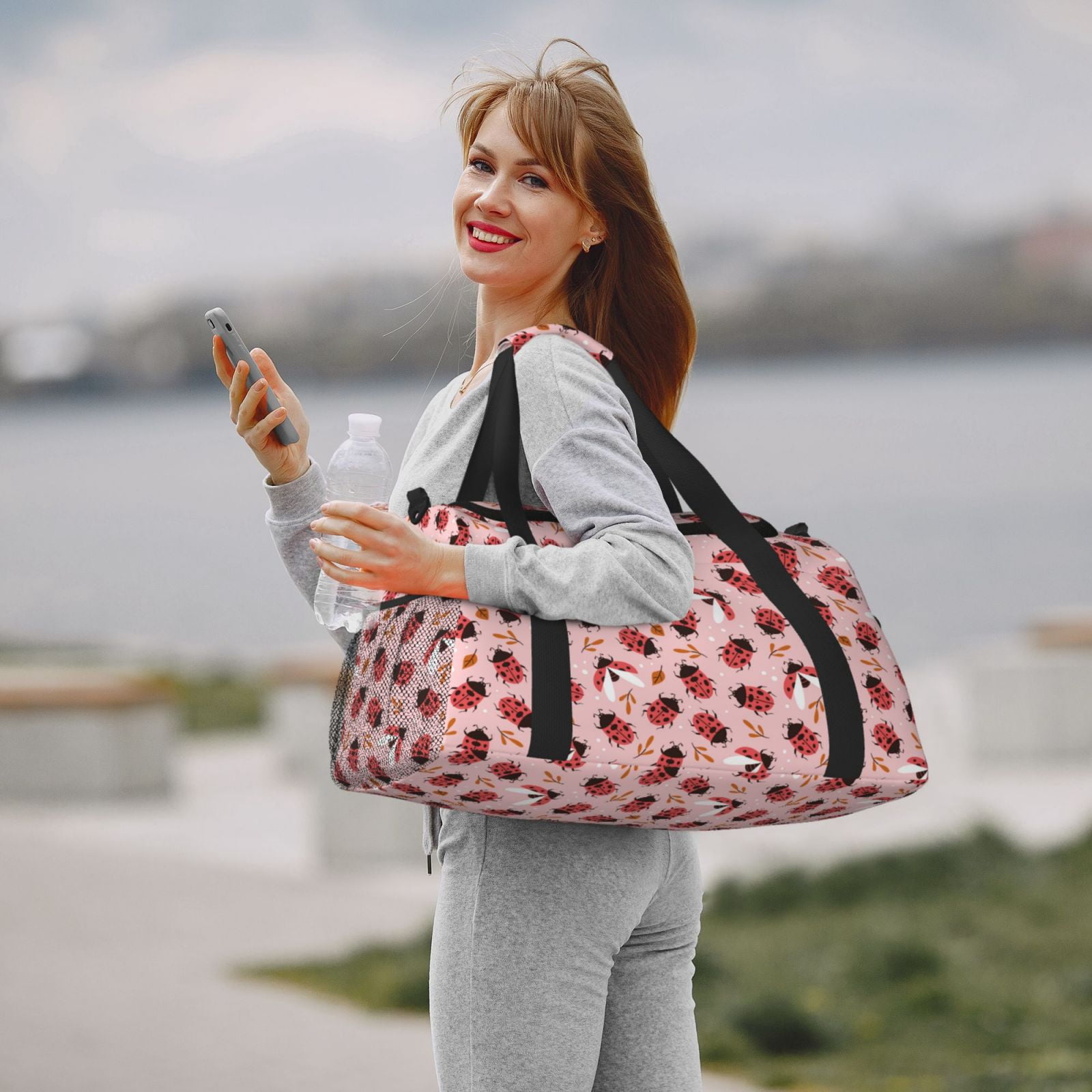 Fuzoiu Cute Ladybugs 1 Print Travel Duffle Bag,Carry On Tote Bags,Duffel Bag,Sport Gym Bag, Hospital Bag for Labor and Delivery, Overnight Bag,Luggage Bag
