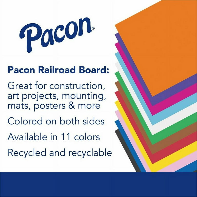 Pacon Four-Ply Railroad Board, 22 x 28, White, 100/Carton