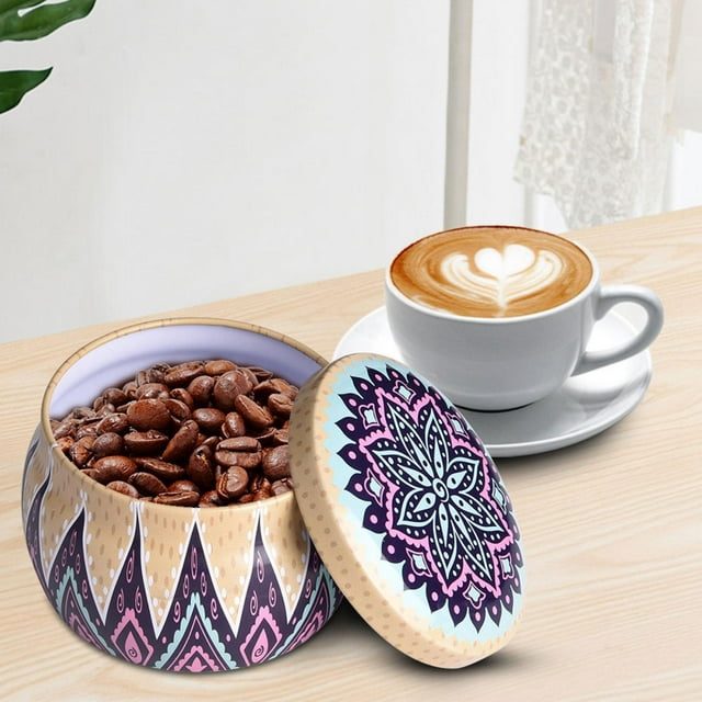 Heaveant Storage Box, Tinplate Storage Box Metal Canister Home Kitchen Box for Tea Coffee Candy Jewelry Gift(C)