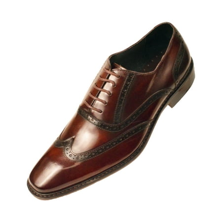 Asher Green Mens Genuine Leather Burnished Oxford Wingtip Dress Shoe,