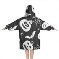 thumbnail image 2 of Halloween Silhouette Icons Pattern Blanket Hoodies for Kids 6-13YR Oversize Wearable Blanket Hoodies for Boys Girls Teens, 2 of 7