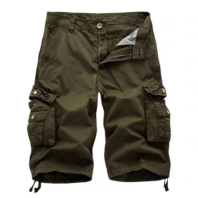 Monos Monos de color liso Pantalones casuales de 5 colores con múltiples bolsillos Pantalones de 5 puntos de moda para hombres
