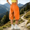 thumbnail image 6 of Bloomae Womens Hiking Capri Pants Lightweight Quick Dry Casual Fall Adjustable Drawstring Elastic Waist Baggy Ruched Hem Cropped Trousers with Pockets, 6 of 7