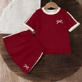 thumbnail image 4 of Amidoa Girls 2 Piece Outfits Summer Clothes Floral Print Short Sleeve Cute T-Shirt and Casual Shorts Kids Clothing Sets Red Size 3T, 4 of 6