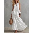 thumbnail image 3 of Favoffer Women's Linen Two Piece Beach Set Sleeveless Ruffle Tank Top Long Maxi Skirt Boho Casual Outfit Lightweight Summer Dress Set for Holiday, 3 of 6