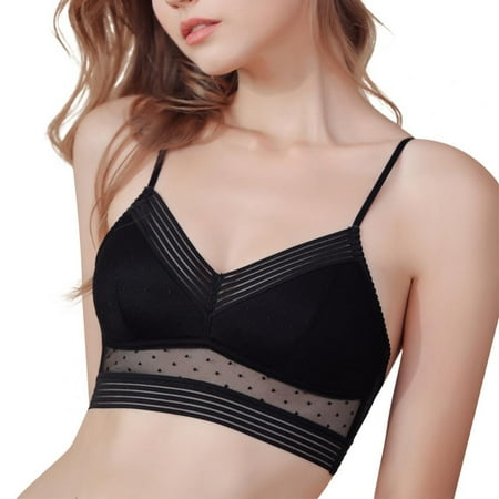 

Stibadium Open Back Strapless Bra Push-Ups Plus Size Women S Thin Lace Bra Polka Dot Mesh Underwear Bra Low Back Underwear