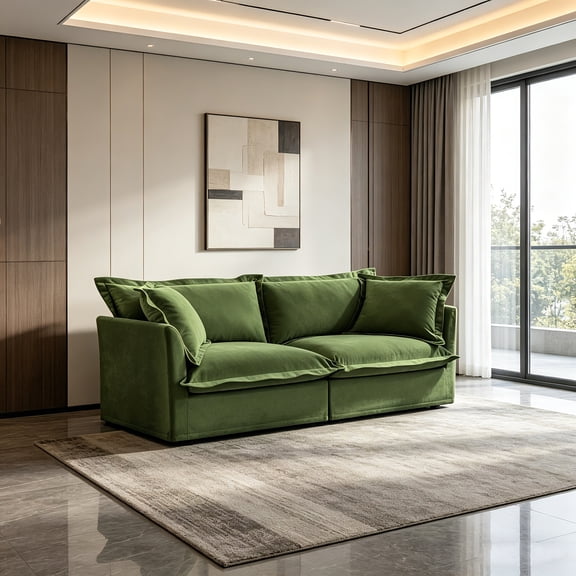 AUU Modern Slipcovered 2-Seat Chenille Deep Seat Sofa with Detachable Cover, Comfy Couch for Small Space and Apartment