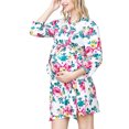 thumbnail image 4 of Wangsaura Maternity Robe, Flower Print V-neck Nightgown with Belt, Pocket, 4 of 10
