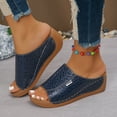 thumbnail image 2 of Womens Sandals Comfortable Womens Platform Sandals Espadrille Wedge Strap Studded Open Toe under 15 Wedge Strap Wide for Women Size 11w Soft Size 8 Women's On Platform Blue 6.5, 2 of 9