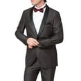 thumbnail image 4 of Adam Baker Men's 9-3402 Slim Fit One Button Satin Shawl Collar Tuxedo Suit - Charcoal - 40 Short, 4 of 8