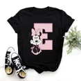 thumbnail image 3 of Camiseta de algodón para niños de Disney Minnie Mouse, divertida camiseta con estampado de 26 letras mayúsculas de la A a la Z, camisetas góticas para niñas, camisetas kawaii de verano, 3 of 5