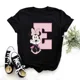 thumbnail image 3 of Camiseta de algodón para niños de Disney Minnie Mouse, divertida camiseta con estampado de 26 letras mayúsculas de la A a la Z, camisetas góticas para niñas, camisetas kawaii de verano, 3 of 5
