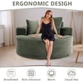 thumbnail image 3 of Leumius Oversized Round Chaise Lounge Sofa,Upholstered Lounge Chair with 2 Pillows and Cupholders,Boneless Sofa Couch with Memory Foam,Deep Seat Sleeper Chair for Living Room,No Assembly,Green, 3 of 8