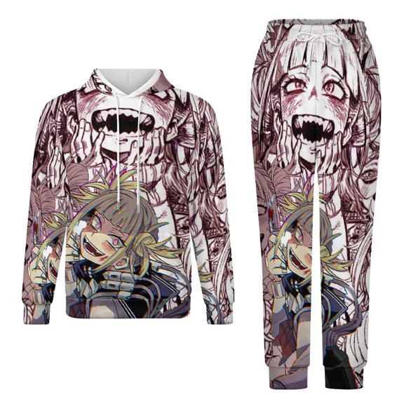 My Hero Academia Himiko Toga Unisex Adult Sweatsuits Hoodie & Sweatpants Long Sleeve Hooded Sweatshirt Matching Joggers Tracksuit Sets 2XS