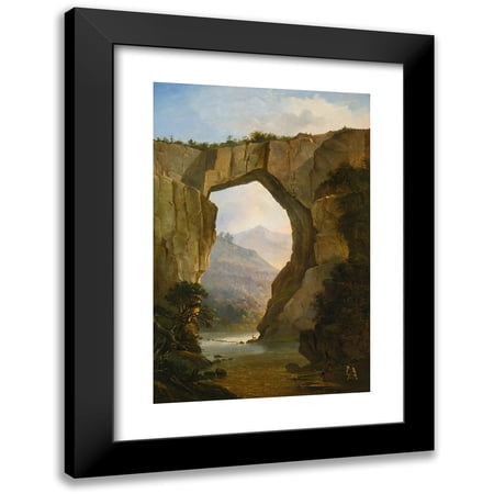 Nicolino Calyo 11x14 Black Modern Framed Museum Art Print Titled - Natural Bridge (1849)
