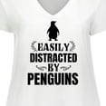thumbnail image 4 of Inktastic Easily Distracted by Penguins Women's Plus Size V-Neck T-Shirt, 4 of 5