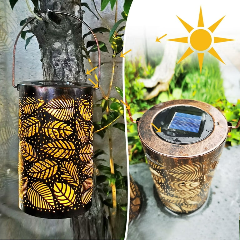 Qishi Solar Lantern Lights, Outdoor Hanging Leaf Pattern