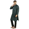 thumbnail image 3 of Atasi Indian Solid Kurta Pajama Set For MensÂ&nbsp;Mandarin Collar Casual Long-Wear Kurta, 3 of 7