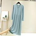 thumbnail image 2 of HBGVBA Women's Long Sleeve Nightgowns,Casual Sleep Dress,Solid Loose Long Sleeve Button Thin Soft Loungewear Nightwear, 2 of 5