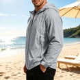 thumbnail image 5 of Men's Color Block Hooded Sun Protection Jacket, Lightweight Breathable Full Zip Up Windbreaker with Zipper Pockets, Casual Outdoor Hiking Travel UV Coat for Men S-3XL, 5 of 8