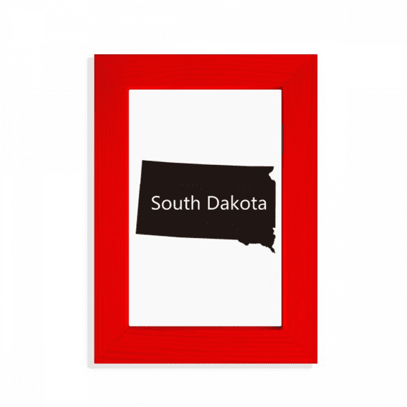 South Dakota USA Map Outline Picture Display Art Red Photo Frame