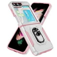 thumbnail image 1 of Allytech Galaxy Z Flip5 Case, Samsung Z Flip5 Cover, Hybrid Rugged Protection Shockproof Ring Holder Stand Mangetic Cover Compatible with Car Mount Phone Case for Samsung Galaxy Z Flip5 - White/Pink, 1 of 9