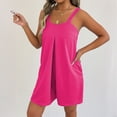 thumbnail image 4 of Daiosportswear Women's Wide‑Strap Sleeveless Front Pleat Romper Side Pockets Relaxed Fit Summer Casual Beach Short Jumpsuit Hot Pink M, 4 of 9