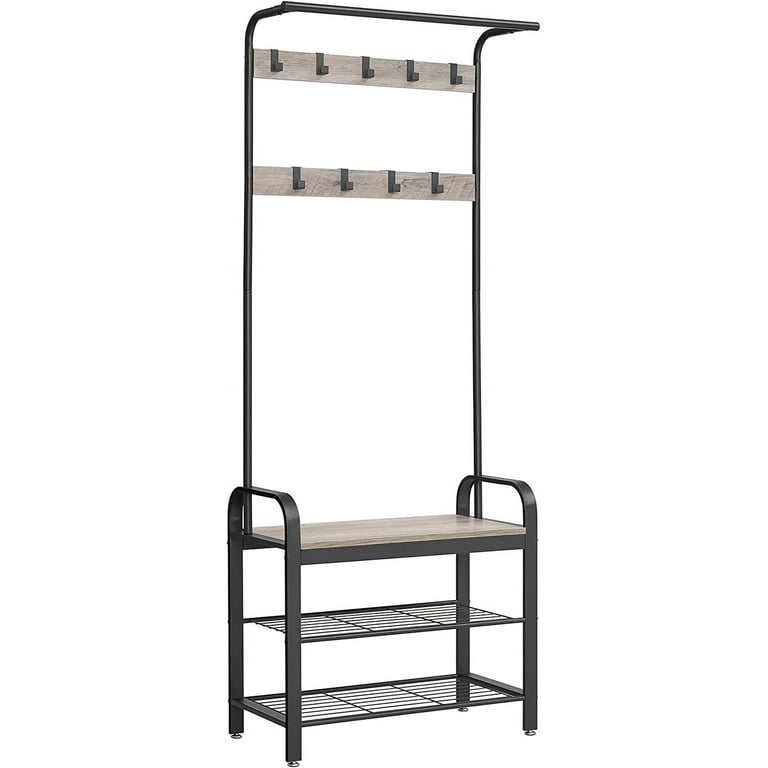 Vasagle industrial coat rack storage bench pipe style hall tree with 9 hooks sale