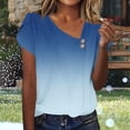 thumbnail image 2 of Summer Tops for Women 2026 Gradual Casual Short Sleeve T-Shirt Fashion Slanted Neck Button Shirts, 2 of 7