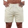 thumbnail image 4 of Lounge Sweat Shorts for Men Cable Knit Drawstring Shorts Elastic Waist Casual Short Pants Solid Lightweight Summer Bermuda Shorts Vacation Beach Wear, 4 of 6