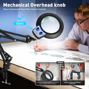 KIRKAS Magnifying Glass with Light, Long Swing Arm, Any Color Modes & Stepless Dimming LED Magnifying Lamp with Clamp, Memory Function Lighted Magnifier for Crafts, Reading, Hobby, Close Work