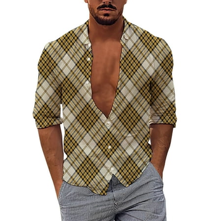 

Fsqjgq Shirts for Men Fit Sleeve Men Casual Long Sleeve Spring Summer TurnNeck 3D Printed Shirts Fashion Top Blouse Shirts Under Scrub Mens Long Sleeve Tops Polyester Spandex B Xl