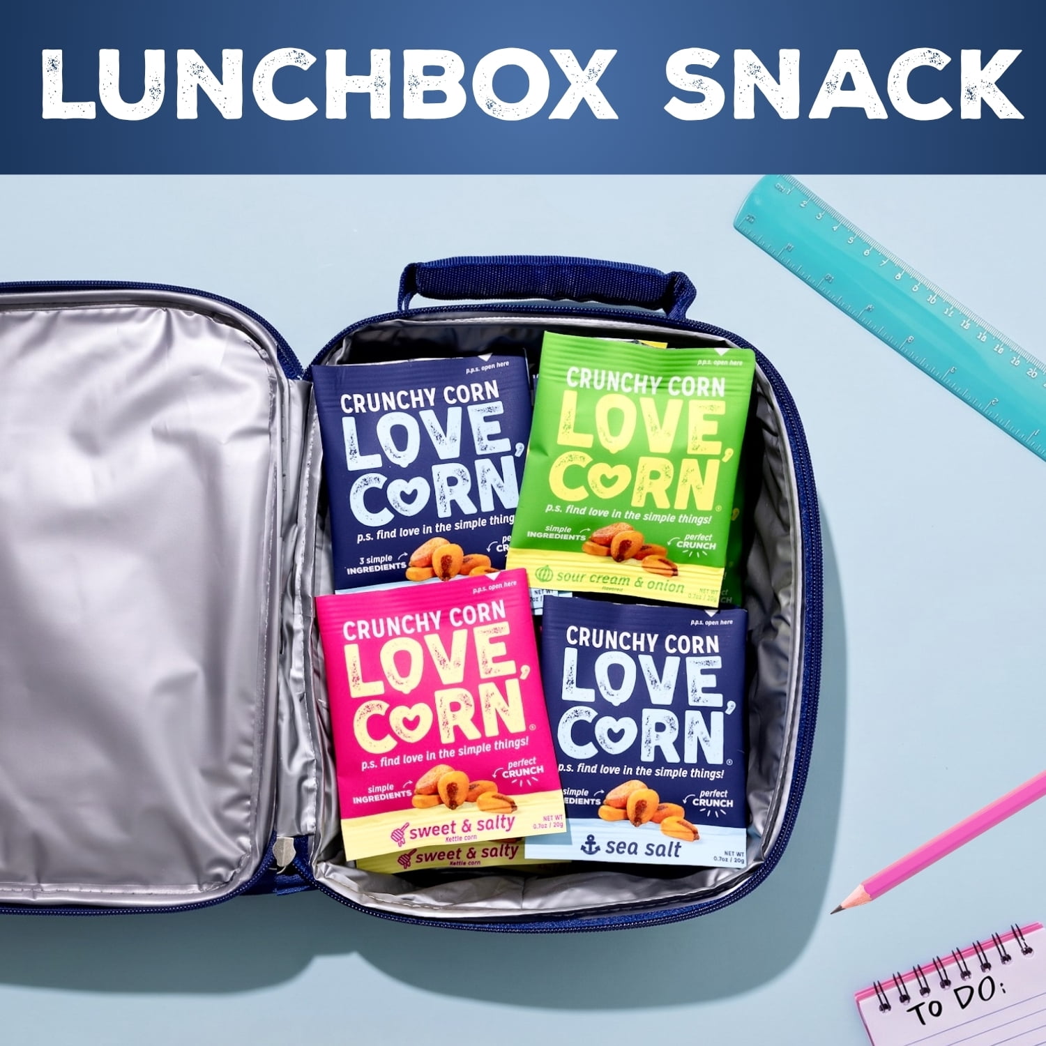 LOVE CORN: 9ct Variety Pack: Sea Salt, Cheddar, and Sour Cream & Onion (9 x 0.7oz) | Roasted Crunchy Corn - Gluten-Free - Plant based & Vegan - Healthy Snack - Low Calorie - Non GMO